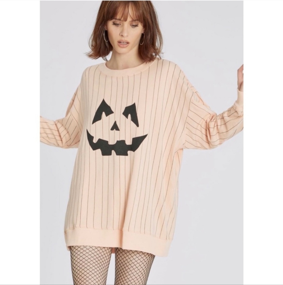 Wildfox Jackie Roadtrip Jack O' Lantern Pumplin Nector Sweatshirt Womens Size M